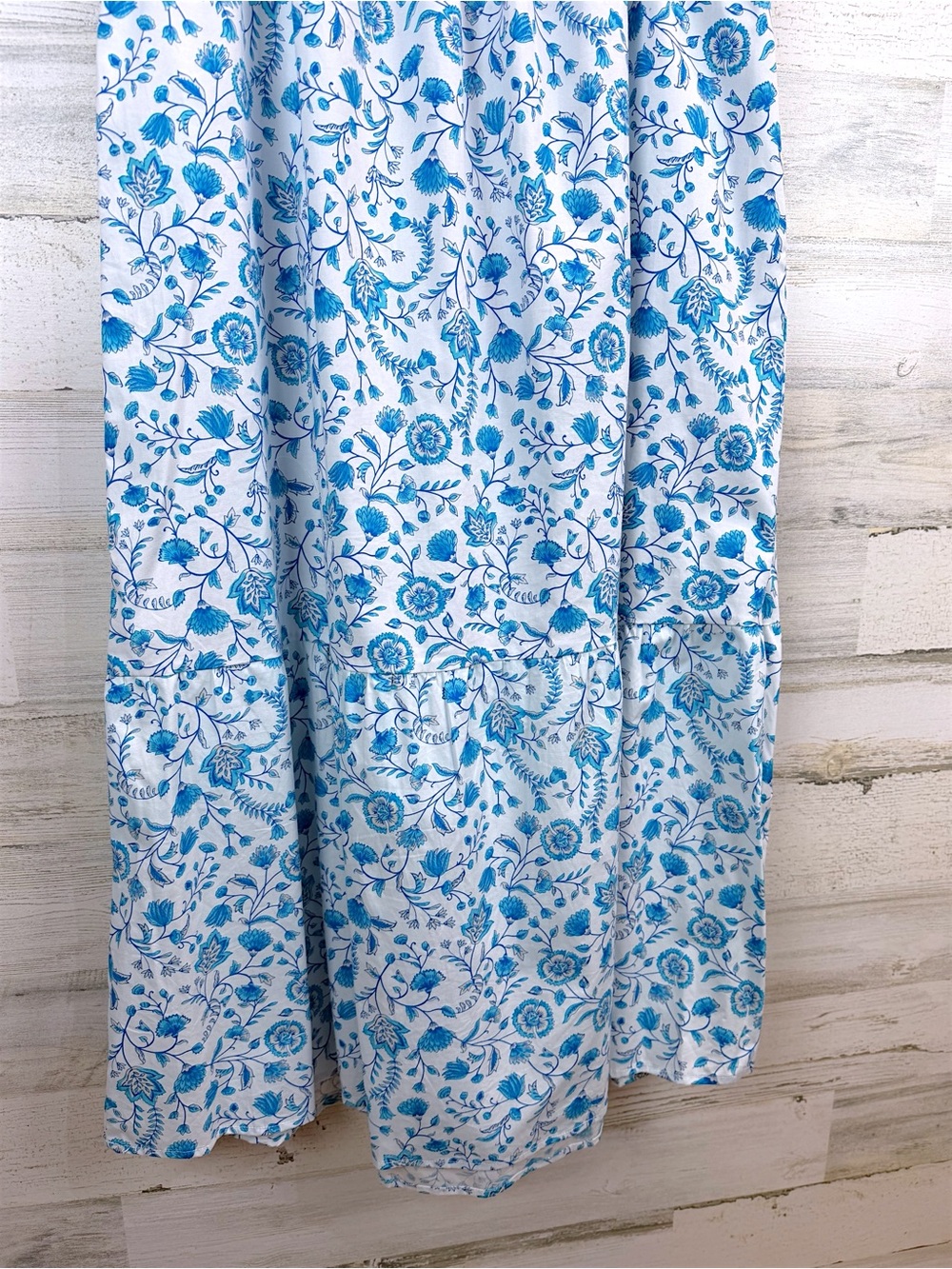 Draper James Blue White Floral Smocked Cotton Midi Dress Coastal Chic Large - Picture 10 of 12